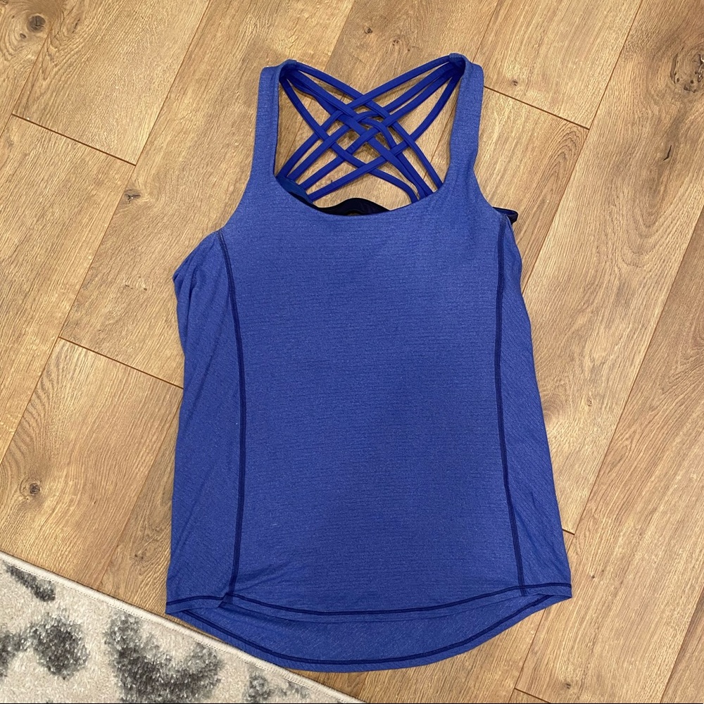 Lululemon size 4 blue tank with built in bra